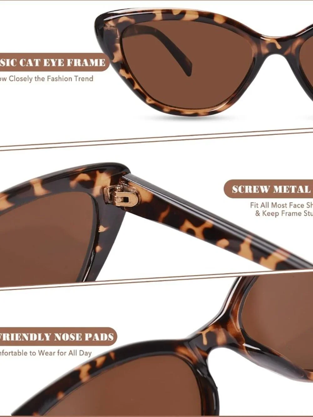 Elegant Tortoise Cat Eye Sunglasses - Lightweight UV Protection for Women